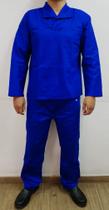 Uniforme de trabalho em brim azul royal camisa manga longa e calça construção civil indústria