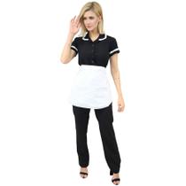 Uniforme Empregada Doméstica Camisete + Calça + Avental de Camareira - Uniforme Babá