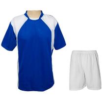 Uniforme Esportivo 20 Camisas Azul/Branco e Calções Brancos