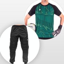 Uniforme Goleiro Profissional Manga Curta Acolchoado Proteção UV Poker Cor:Preto+Verde+PretoTamanho:GGênero:Masculino