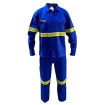 Uniforme Nr-10 Azul Royal Com Faixa Refletiva Verde C/ Prata