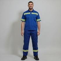 Uniforme Profissional de Segurança - Faixas Refletivas - Conjunto Calça e Camisa em Brim