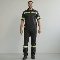 Uniforme Profissional de Segurança - Faixas Refletivas - Conjunto Calça e Camisa em Brim