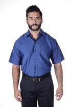 Uniforme Social Masculino: Camisa Manga Curta em Tecido de Microfibra - Azul Marinho
