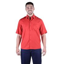 Uniforme Social Masculino: Camisa Manga Curta em Tecido de Microfibra - Vermelho