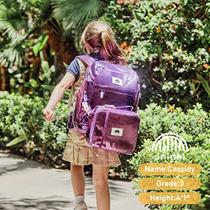 uninni Metallic Lilac Kids Backpack Set para a idade 5+, com saco de almoço isolado e estojo de lápis bonito, leve, escola e organizadores de armazenamento de viagem para meninos e meninas
