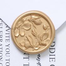 UNIQOOO, 100 peças de adesivos 3D Magnolia Wax Seal em ouro claro UNIQOOO, 100 peças de adesivos 3D Magnolia Wax Seal em ouro claro