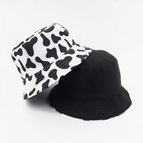 Unísex Black Love Pattern Print Bucket-hat Double-side-wear