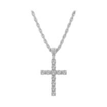 Unissex Hip Hop Cruz Pingente Colar 4mm Zircão Tênis Corrente Gelado Para Fora Bling Jóias Na Moda