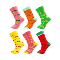 Unissex Moda Casual Meias De Algodão 6 Pares Arte Listra Harajuku Fruta Animal Preguiça Cerveja
