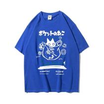 Unissex Verão Dos Desenhos Animados Gato Camisetas Harajuku Kawaii Manga Curta Casal Streetwear Y2k