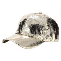 Unissex Vintage Wrinkled Artificial Leather Baseball Cap Shiny Holographic Metallic Colorful Metallic Outdoor Hip Hop Sun Visor Snapback Hat - Laranja