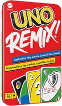 UNO Remix Jogo de cartas personalizáveis com 112 cartas, incluindo cartas de gravação em lata de armazenamento robusto, noite de jogo, idades de presente 7 anos e mais exclusivo da Amazon