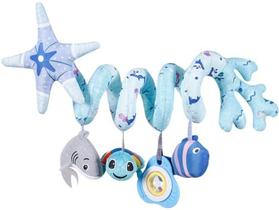 Upscale Trail Deluxe 5-Piece Spiral Plush Toy Set - Animais de chocalho de bebê pendurados bonitos, incluindo carrinho ideal de tubarão, berço móvel e brinquedos de assento de carro para bebês 0-6 meses até 1 ano Coral Blue