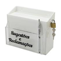 Urna Acrílico para Sugestões e Reclamações com Cadeado e Bolso Frontal 20x17,5x8cm - CENTAURI ACRÍLICOS