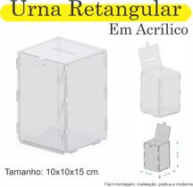 Urna ACRILICO Sorteio Caixa Sugestão RETANGULAR 15 X 10 CM - INDÚSTRIA FENIX