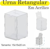 Urna ACRILICO Sorteio Caixa Sugestão RETANGULAR 20 X 15 CM