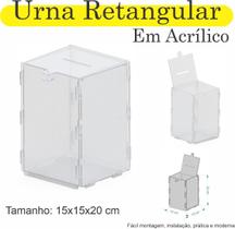 Urna Acrilico Sorteio Caixa Sugestão Retangular 20 X 15 Cm