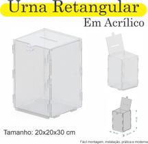 Urna Acrilico Sorteio Caixa Sugestão Retangular 30 X 20 Cm