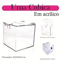 Urna Acrílico Sorteio Caixa Sugestões Cubo 10 Cm X 10 Cm - Indústria Fenix