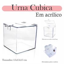 Urna Acrílico Sorteio Caixa Sugestões Cubo 15 Cm X 15 Cm
