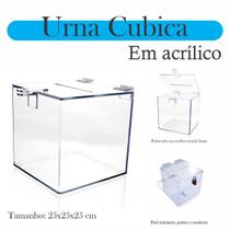 Urna Acrílico Sorteio Caixa Sugestões Cubo 25 Cm X 25 Cm