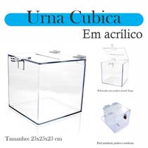 Urna Acrílico Sorteio Caixa Sugestões Cubo 25 Cm X 25 Cm