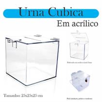 Urna Acrílico Sorteio Caixa Sugestões Cubo 25 Cm X 25 Cm - Indústria Fenix
