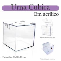Urna Acrílico Sorteio Caixa Sugestões Cubo 30 Cm X 30 Cm - INDÚSTRIA FENIX