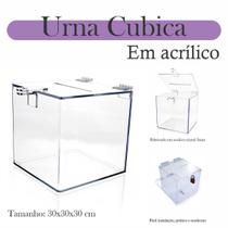 Urna Acrílico Sorteio Caixa Sugestões Cubo 30 Cm X 30 Cm