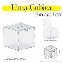 Urna Acrílico Sorteio Caixa Sugestões Cubo Cofre 20 X 20 Cm