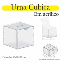 Urna Acrílico Sorteio Caixa Sugestões Cubo Cofre 20 X 20 Cm - INDÚSTRIA FENIX