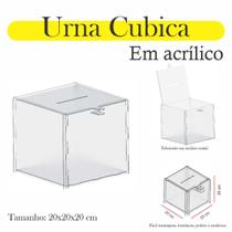 Urna Acrílico Sorteio Caixa Sugestões Cubo Cofre 20 X 20 Cm - Indústria Fenix