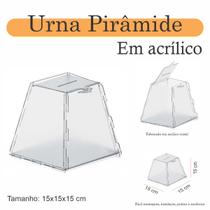Urna Acrílico Sorteio Caixa Sugestões Pirâmide 15 X 15 Cm - INDÚSTRIA FENIX