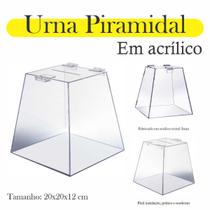 Urna Acrílico Sorteio Caixa Sugestões Pirâmide 20 X 20 Cm