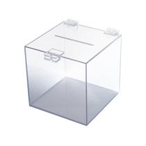 Urna Caixa de Acrílico PS Cristal Medindo 15x15x15cm Sugestão Sorteio Cofre