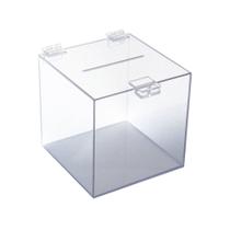 Urna Caixa de Acrílico PS Cristal Medindo 20x20x20cm Sugestão Sorteio Cofre