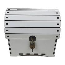 Urna Cofre Baú Madeira Mdf Branco Cadeado Vintage Decoração