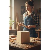 Urna Cofre MDF Cru Grande Fechada P/ Cadeado 19x19x22cm