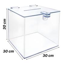 Urna Cubo Grande 30X30X30, Acrilico 3MM, para mais de 2.000 cupons