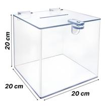 Urna Cubo Media 20X20X20 cm, Acrílico 3MM, para mais de 1.000 cupons.