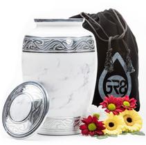 Urna de cremação GR8 Classic White Marble, tamanho real, cinzas para adultos