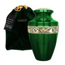 Urna de cremação Trupoint Memorials, grega, verde e dourada, para adultos Urna de cremação Trupoint Memorials, grega, verde e dourada, para adultos