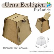 Urna ECOLÓGICA Sorteio Caixa Sugestões PIRAMIDE 15 X 15 MDF