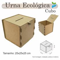 Urna Madeira Sorteio Caixa Sugestões Cubo 25 Cm X 25 Mdf