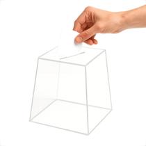 Urna Pirâmide Em Acrílico Transparente Sorteio Guardar Dinheiro 21x20cm