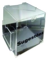 Urna Sugestão C/ Bolso Lateral Acrilico Transp 20x20x17cm - Rick Acrilicos