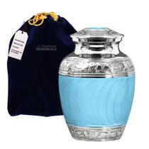 Urna Trupoint Memorials, média, feita à mão, azul claro