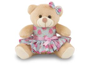 Ursa de Pelúcia Floral 30cm Decoração de Festas