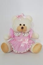 Ursa De Pelúcia Grande Ursa Laço 50 cm Rosa - PolyBaby